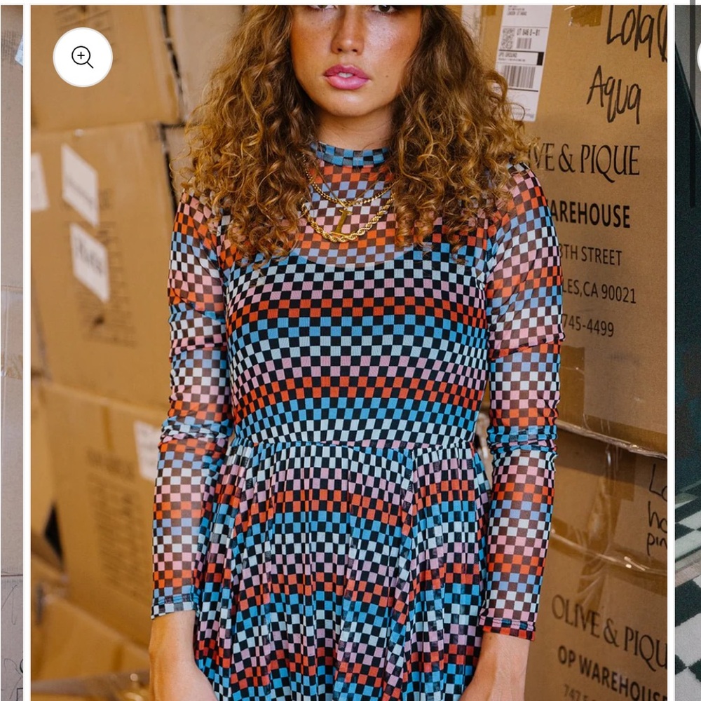 Multicolor Checkered Dress